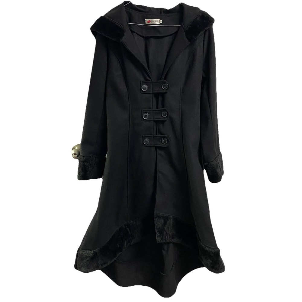 Xian Xian Goth Women SteamPunk Cloak Cape Trench Coat Long‎ Jacket Sz.L Junior
